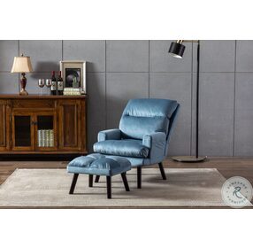 HM1760LB-1 Light Blue Accent Chair With Ottoman