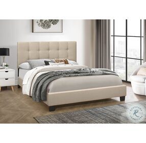 HM1879BEF-1 Beige Full Upholstered Panel Bed In A Box