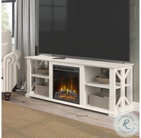 Homestead Linen White Oak 70" TV Stand with Electric Fireplace
