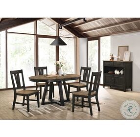 Harper Brushed Brown and Pecan Extendable Round Dining Table