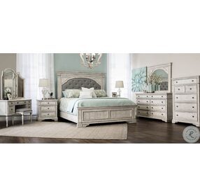 Highland Park Cathedral White Upholstered King Panel Bed