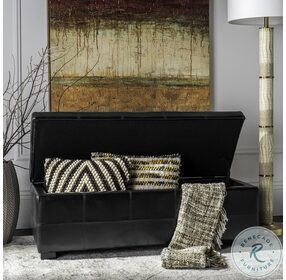 Maiden Black Tufted Large Leather Storage Bench
