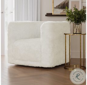 Huggy Natural Upholstered Swivel Accent Chair