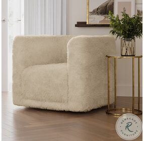 Huggy Sand Upholstered Swivel Accent Chair