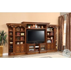 Hayes Antique Vintage Pecan 6 Piece Small Entertainment Wall