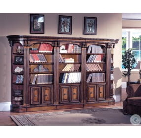 Hayes Antique Vintage Pecan 5 Piece Small Library Wall