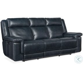 Montel Cosmos Cobalt Leather Lay Flat Power Reclining Living Room Set With Power Headrest And Lumbar