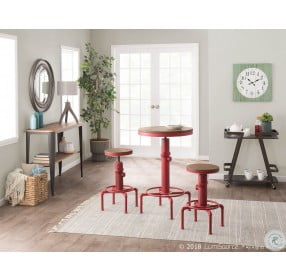 Hydra Red Bamboo Adjustable Height Bar Table
