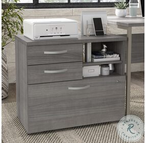 Hybrid Platinum Gray Office Storage Cabinet with Drawers and Shelves