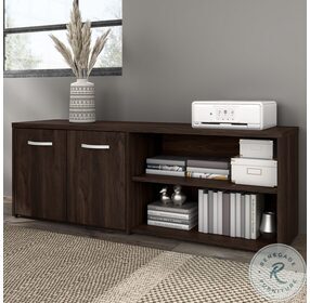 Hybrid Black Walnut Low Storage Cabinet with Doors and Shelves