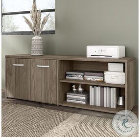 Hybrid Modern Hickory Low Storage Cabinet with Doors and Shelves