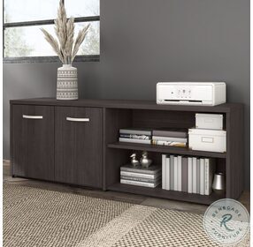 Hybrid Storm Gray Low Storage Cabinet with Doors and Shelves