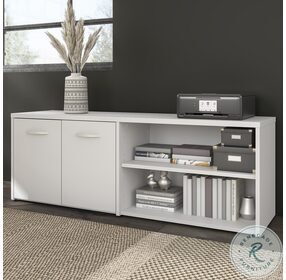 Hybrid White Low Storage Cabinet with Doors and Shelves