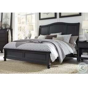 Oxford Rubbed Black Sleigh Bedroom Set