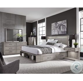 Platinum Gray Linen King Storage Panel Bed