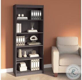 Ridgeley Charcoal Maple 30" 5 Shelf Bookcase