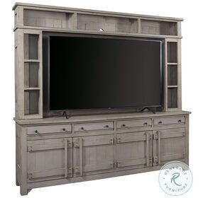 Reeds Farm Weathered Grey 97" TV Console with Hutch