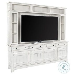 Reeds Farm Weathered White 97" TV Console with Hutch