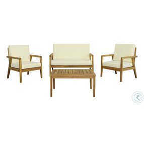 Cape Cod Off White And Natural 4 Piece Outdoor Conversation Set