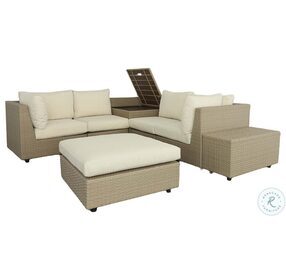 Shelter Island Brown And Sand Outdoor Conversation Set with Ottoman
