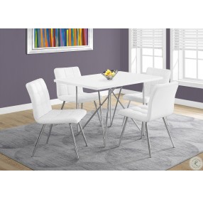 White Chrome Metal 32" Dining Chair Set of 2