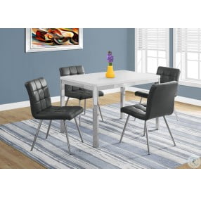 Gray Chrome Metal 32" Dining Chair Set of 2