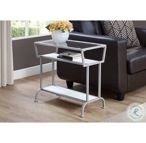2068 White And Silver 22" Accent Table
