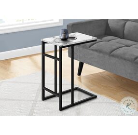 2173 White Marble and Black 24" Accent Table