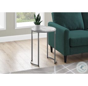 2205 White And Silver 24" Accent Table