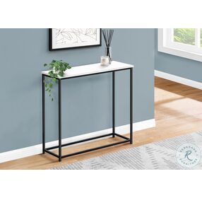 2252 Spacious Satin White And Black 32" Metal Console Table