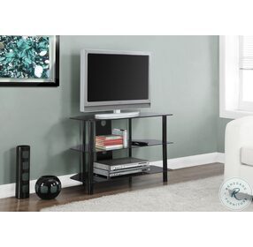 Tempered Black Glass Metal TV Stand