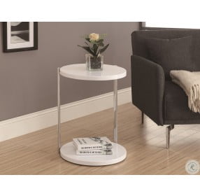 3056 White / Chrome Metal Accent Table