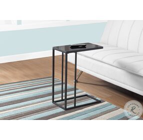 3087 Black Tempered Glass Accent Table