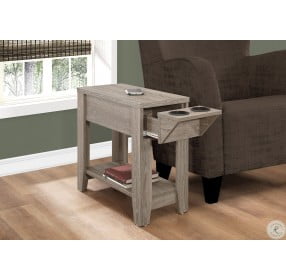 Dark Taupe 24" Accent Table with Cup Holders