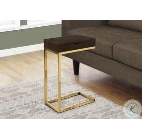3236 Espresso And Gold Large Accent Table
