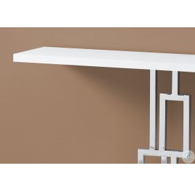 Glossy White and Chrome 48" Console Table