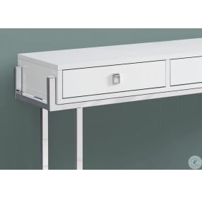 Glossy White and Chrome Metal 48" Console Table