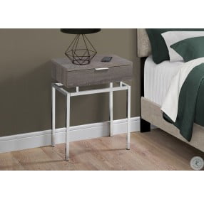 Dark Taupe and Chrome 24" Accent Table