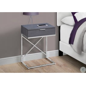 Grey and Chrome Metal 24" Storage Accent Table