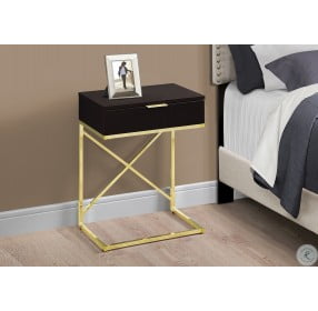 Cappuccino and Gold Metal 24" Storage Accent Table