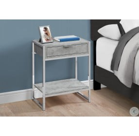 Grey Cement and Chrome Metal 24" Storage Accent Table