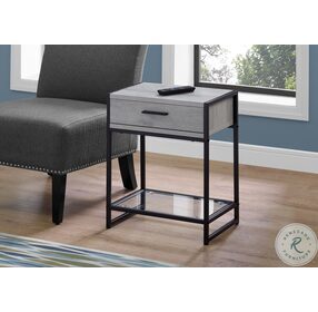 Grey and Black Metal 22" Accent Table