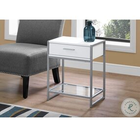 White and Silver Metal 22" Accent Table