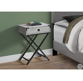 Grey Cement and Black Nickel Metal 24" Accent Table