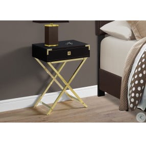 Cappuccino and Gold Metal 24" Accent Table