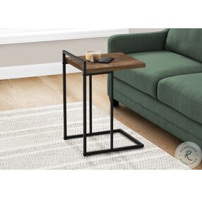 3630 Brown And Black Metal 25" C Shaped Accent Table