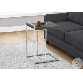 3637 Grey And Chrome Metal 25" C Shaped Accent Table