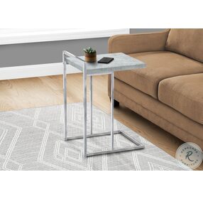 3639 Grey And Chrome Metal 25" C Shaped Accent Table