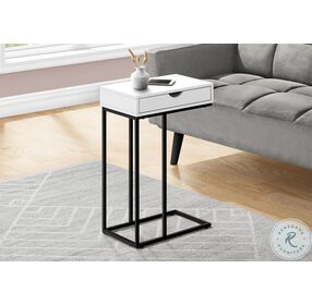 3770 White and Black Metal 25" Accent Table
