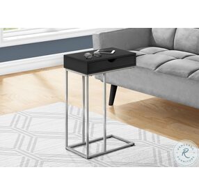3773 Black and Silver Metal 25" Accent Table